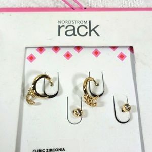 2 Pair CZ earrings Nordstrom Rack Initial "C"